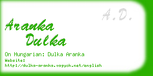 aranka dulka business card